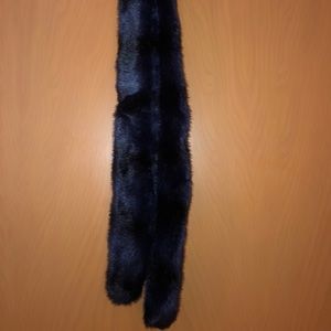 Faux fur black and blue scarf